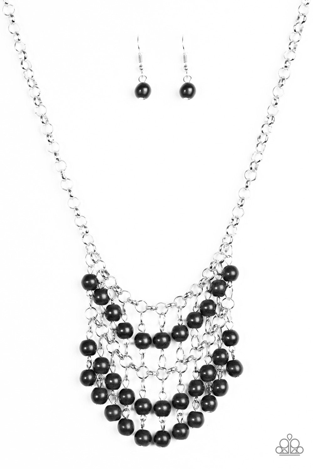 Jurassic Park Party Black Stone Necklace - Paparazzi Accessories- lightbox - CarasShop.com - Paparazzi Jewelry by Cara Jewels