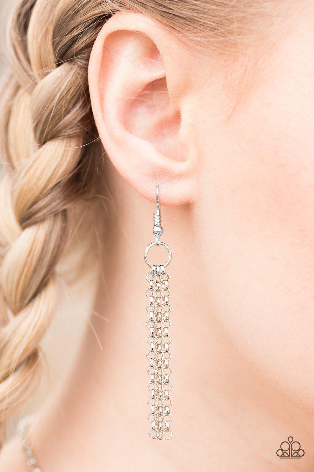 Just A Drop Silver Necklace - Paparazzi Accessories- on model - CarasShop.com - Paparazzi Jewelry by Cara Jewels