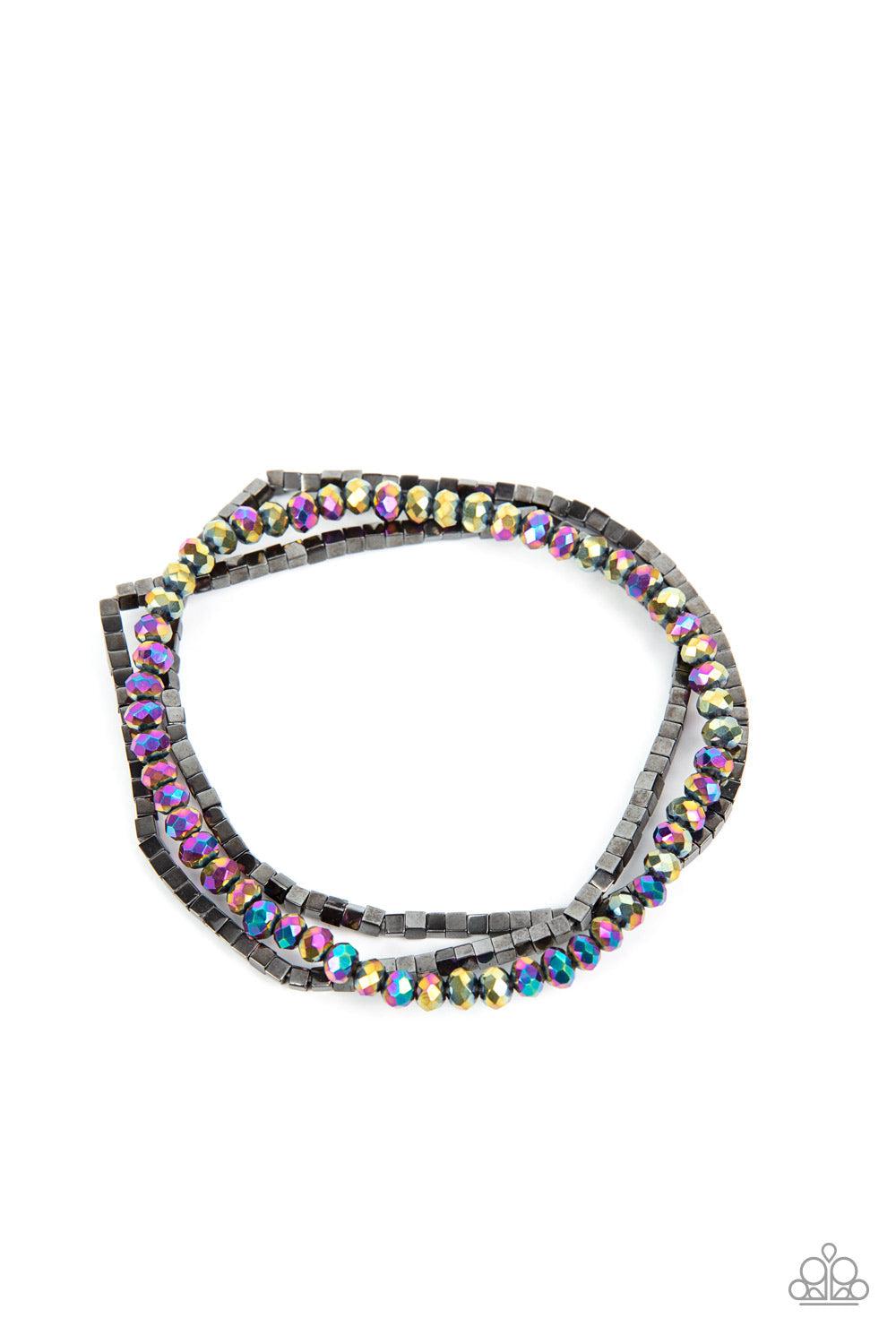 Just a Spritz Multi Oil Spill Bracelet Set - Paparazzi Accessories- lightbox - CarasShop.com - Paparazzi Jewelry by Cara Jewels