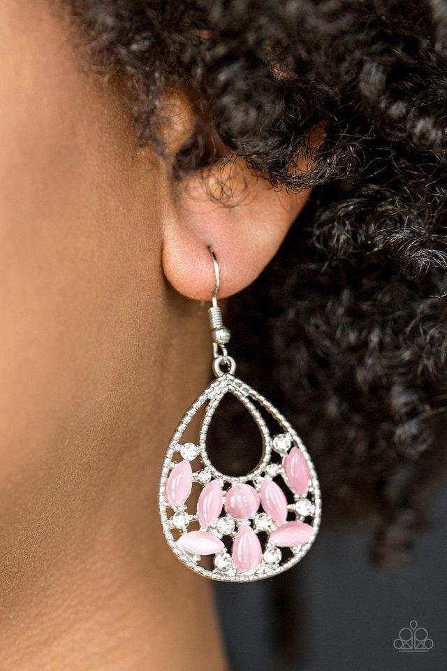 Just Dewing My Thing Pink Moonstone Earrings - Paparazzi Accessories- lightbox - CarasShop.com - Paparazzi Jewelry by Cara Jewels