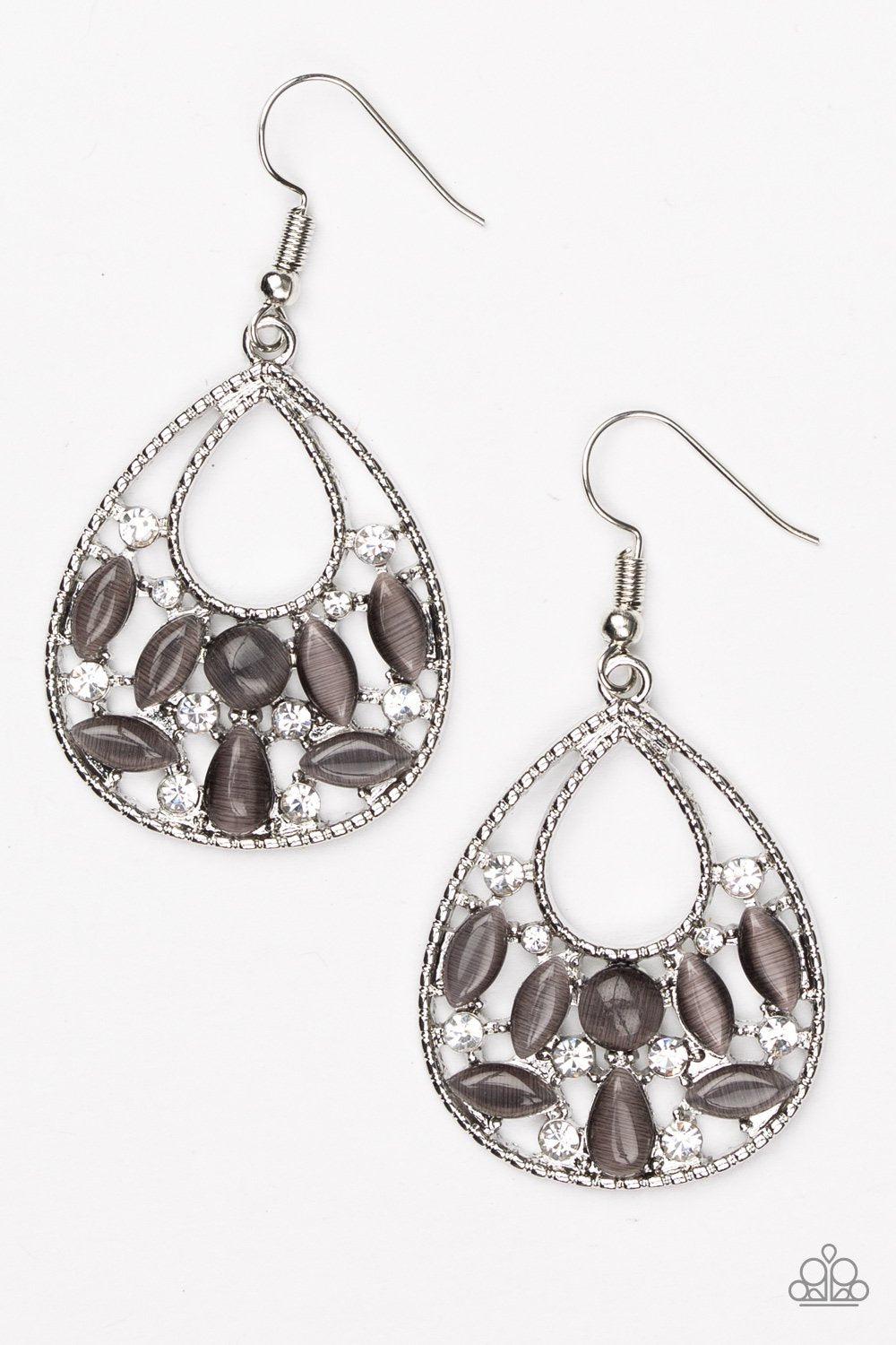 Just Dewing My Thing Silver Moonstone Earrings - Paparazzi Accessories- on model - CarasShop.com - Paparazzi Jewelry by Cara Jewels