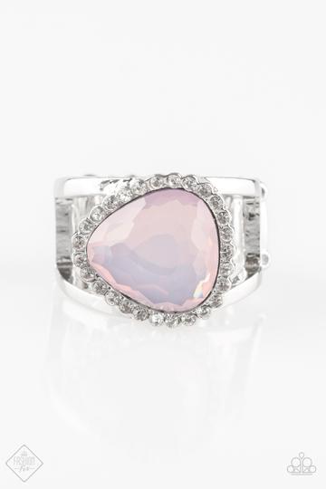 Just Glow For It Pink Opaque Gem Ring - Paparazzi Accessories- on model - CarasShop.com - Paparazzi Jewelry by Cara Jewels