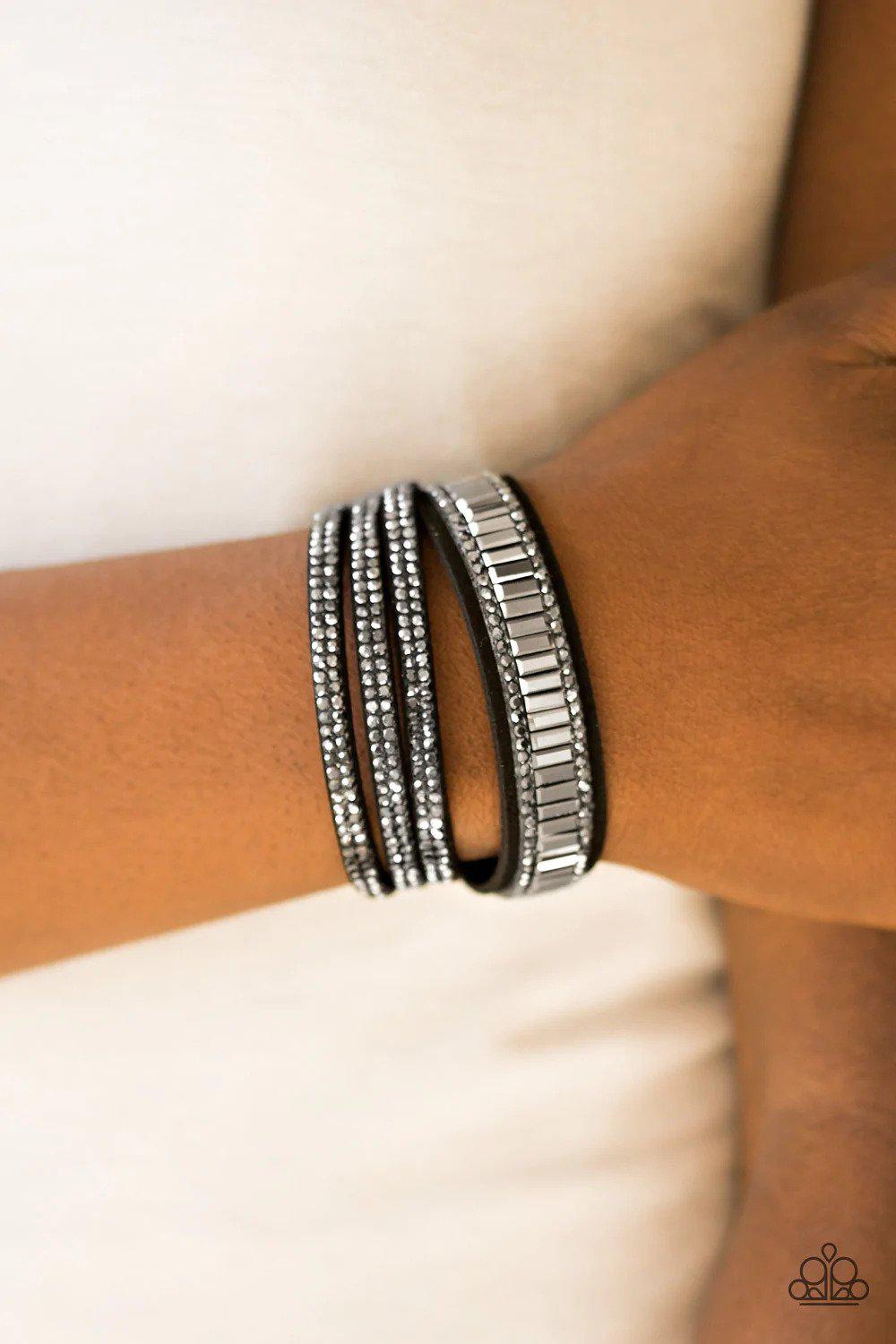 Just In SHOWTIME Black Bracelet - Paparazzi Accessories- on model - CarasShop.com - Paparazzi Jewelry by Cara Jewels