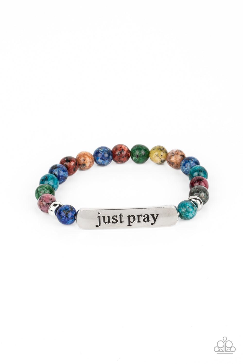 Just Pray Multi Stone Inspirational Bracelet - Paparazzi Accessories- lightbox - CarasShop.com - Paparazzi Jewelry by Cara Jewels