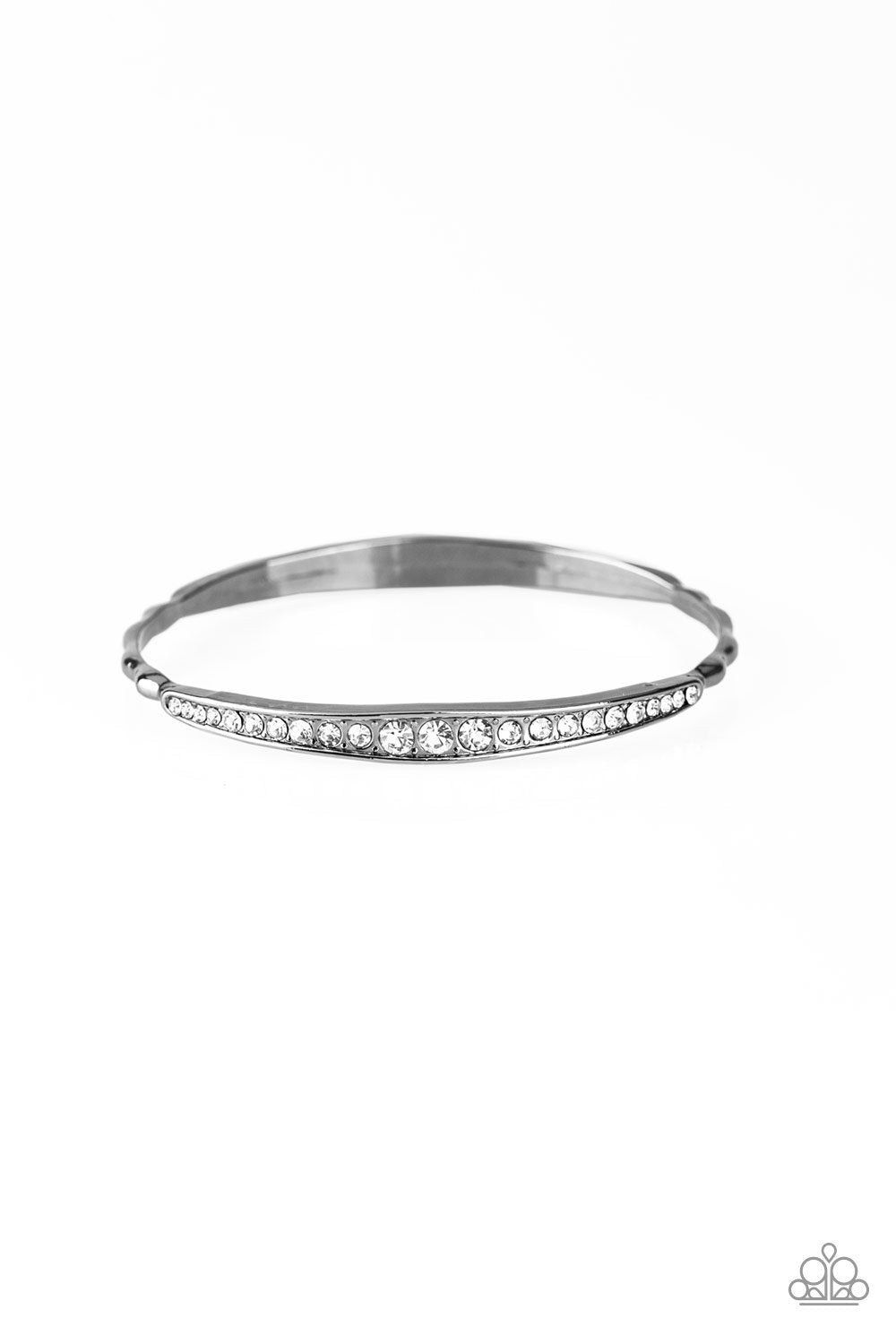 Just SPARKLE and Wave Black - Gunmetal & Rhinestone Bangle Bracelet - Paparazzi Accessories- lightbox - CarasShop.com - Paparazzi Jewelry by Cara Jewels