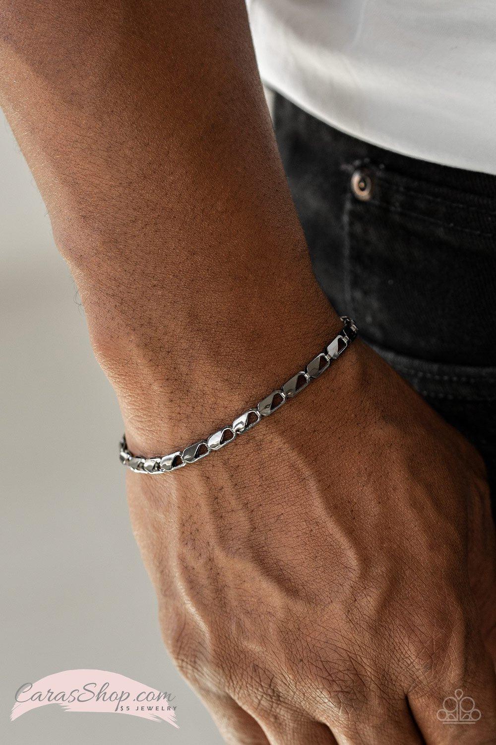 K.O. Men's Black Chain Bracelet - Paparazzi Accessories- lightbox - CarasShop.com - Paparazzi Jewelry by Cara Jewels