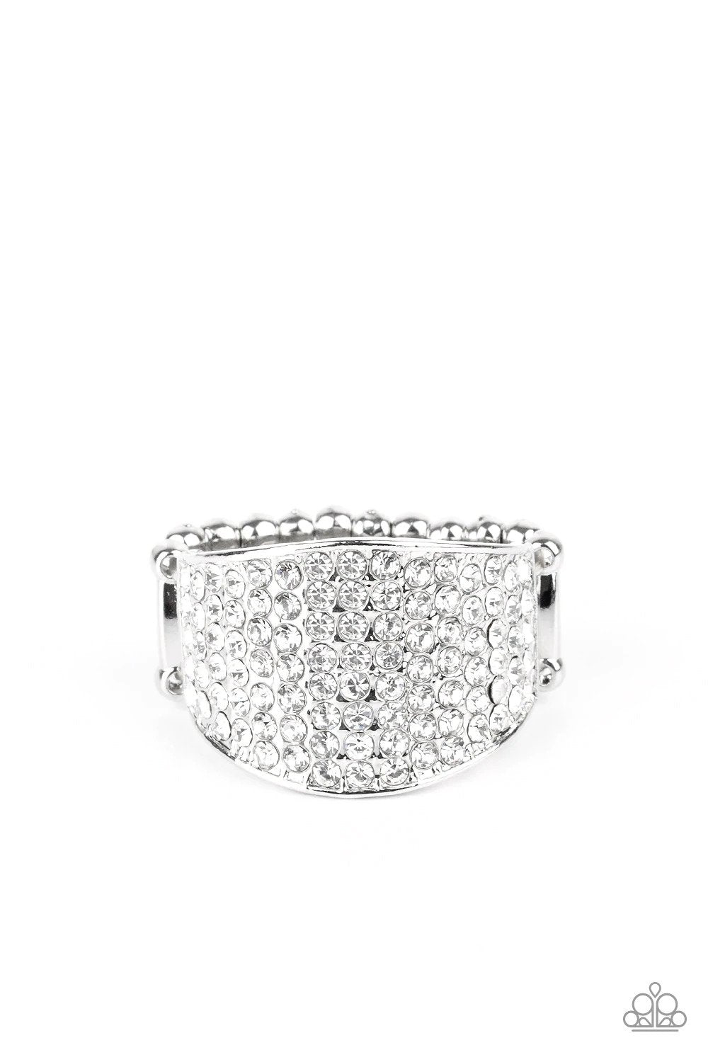 Kaboom! White Ring - Paparazzi Accessories- lightbox - CarasShop.com - Paparazzi Jewelry by Cara Jewels