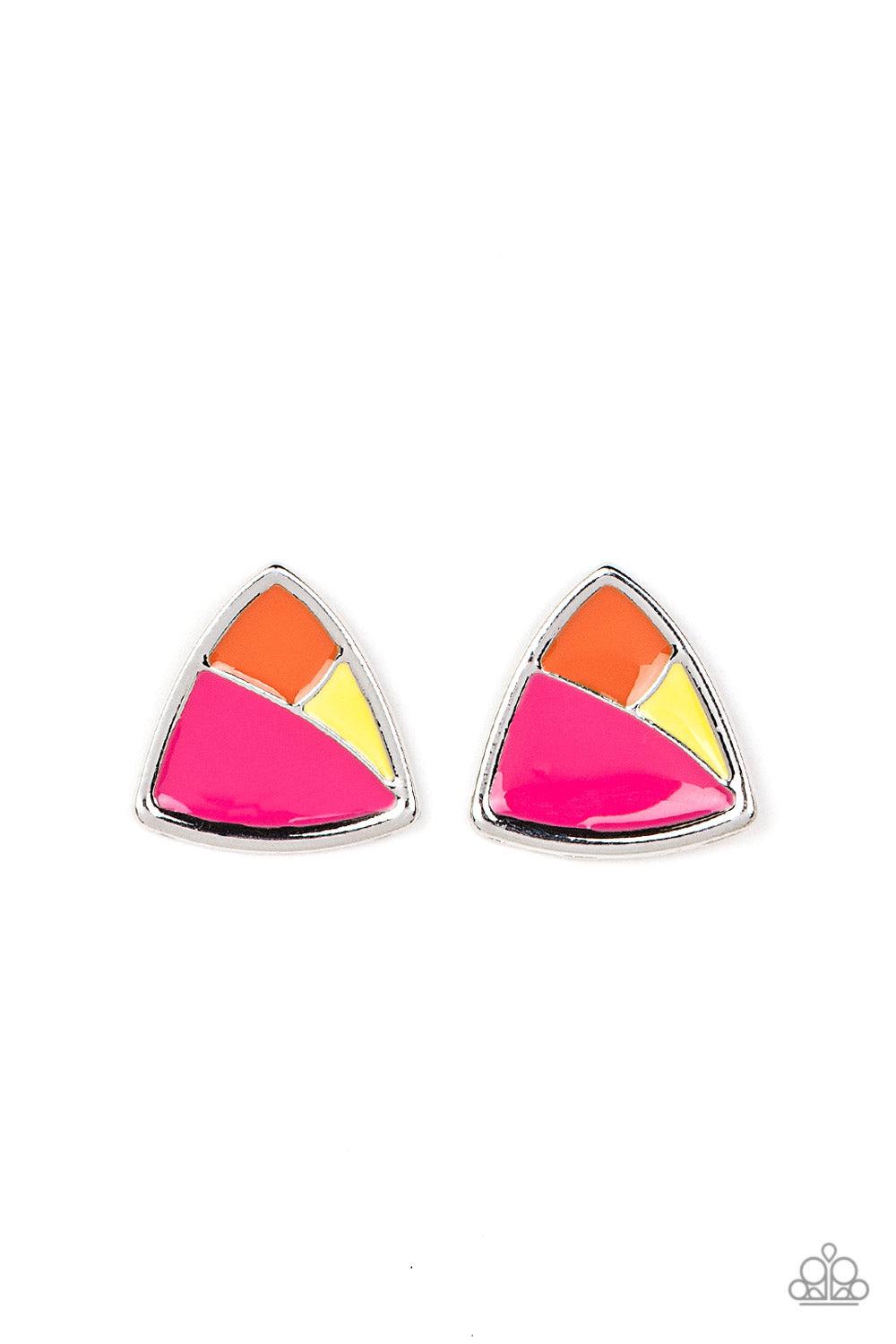 Kaleidoscopic Collision Multi Post Earrings - Paparazzi Accessories- lightbox - CarasShop.com - Paparazzi Jewelry by Cara Jewels