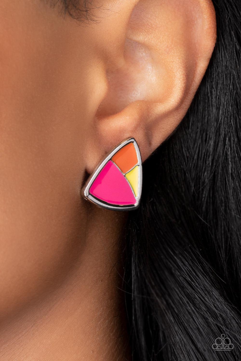 Kaleidoscopic Collision Multi Post Earrings - Paparazzi Accessories- lightbox - CarasShop.com - Paparazzi Jewelry by Cara Jewels