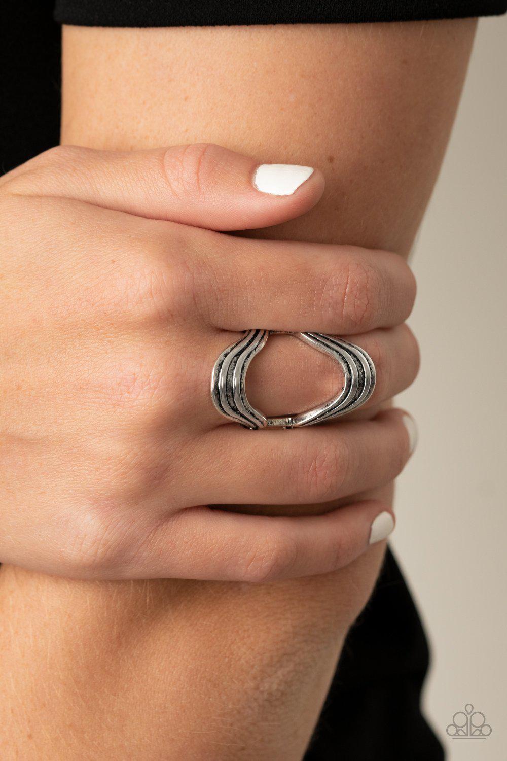 Keep An Open Mind Silver Ring - Paparazzi Accessories- lightbox - CarasShop.com - Paparazzi Jewelry by Cara Jewels