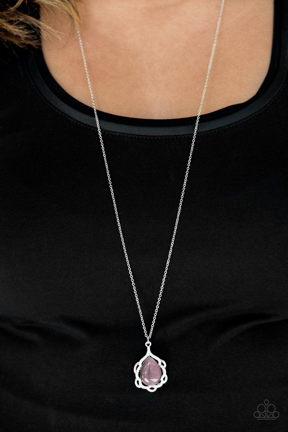 Keep It On The Down Glow Purple Moonstone Necklace - Paparazzi Accessories- lightbox - CarasShop.com - Paparazzi Jewelry by Cara Jewels