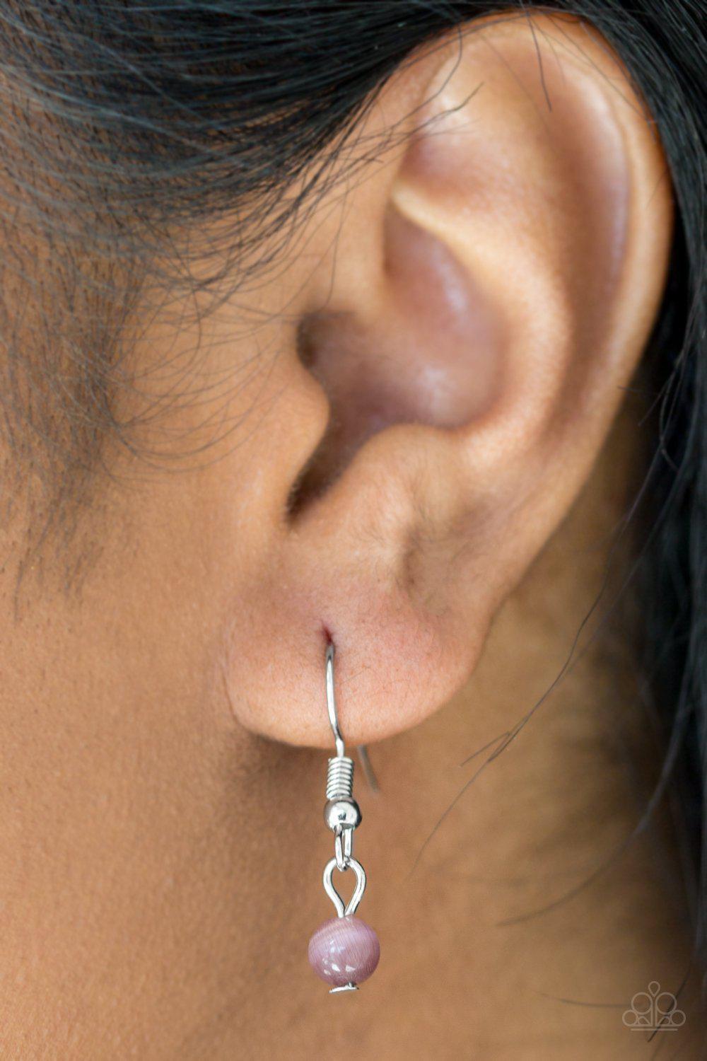 Keep It On The Down Glow Purple Moonstone Necklace - Paparazzi Accessories- on model - CarasShop.com - Paparazzi Jewelry by Cara Jewels