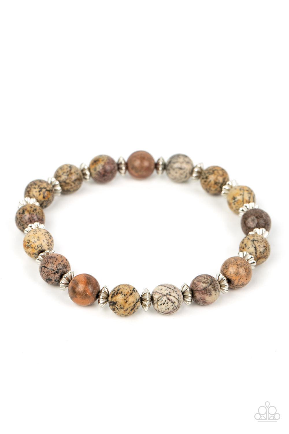 Keep The Peace Silver & Stone Bracelet - Paparazzi Accessories- lightbox - CarasShop.com - Paparazzi Jewelry by Cara Jewels