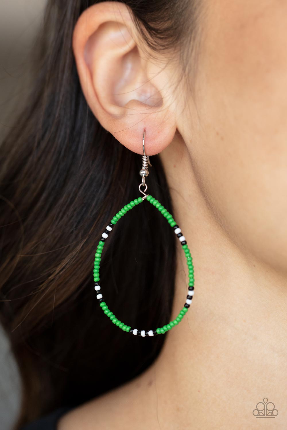 Keep Up The Good BEADWORK Green Seed Bead Earrings - Paparazzi Accessories- lightbox - CarasShop.com - Paparazzi Jewelry by Cara Jewels