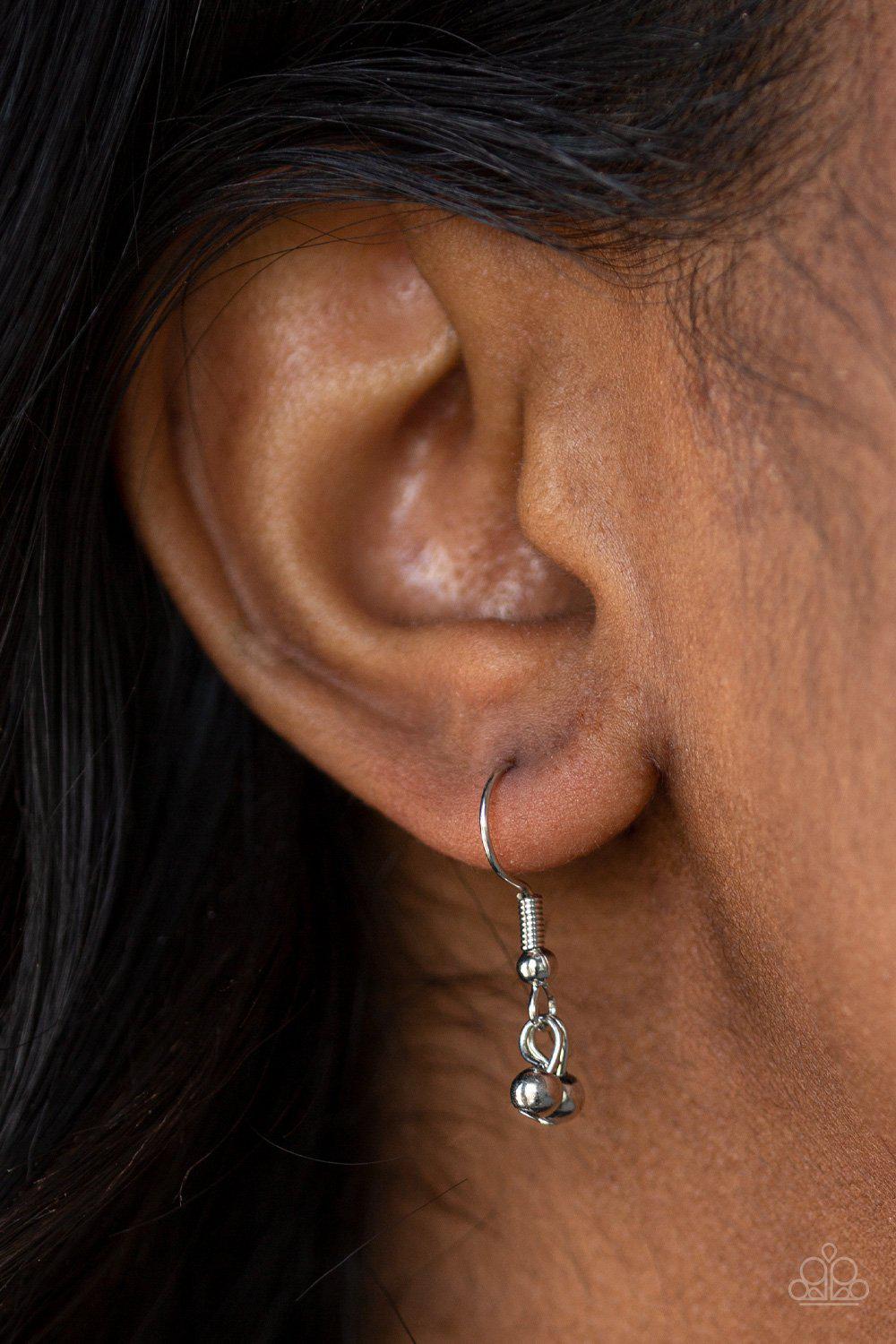 Keep Your Eye On The Pendulum Silver Necklace - Paparazzi Accessories - free matching earrings -CarasShop.com - Paparazzi Jewelry by Cara Jewels