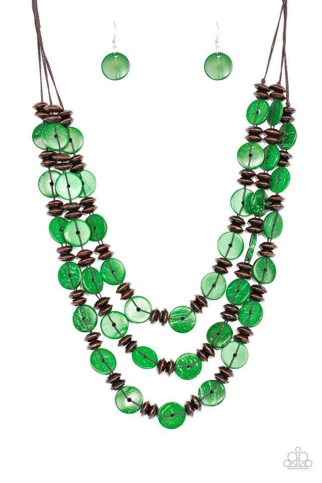 Key West Walkabout Green Necklace - Paparazzi Accessories- lightbox - CarasShop.com - Paparazzi Jewelry by Cara Jewels