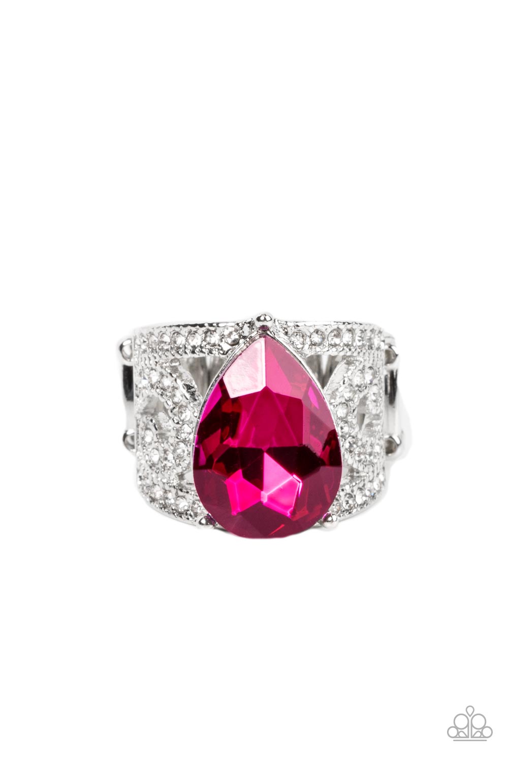 Kinda a Big Deal Pink Rhinestone Ring - Paparazzi Accessories- lightbox - CarasShop.com - Paparazzi Jewelry by Cara Jewels