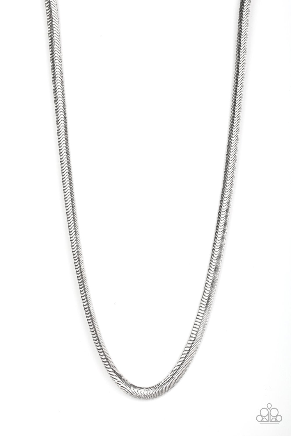 Kingpin Men's Silver Herringbone Chain Necklace - Paparazzi Accessories- lightbox - CarasShop.com - Paparazzi Jewelry by Cara Jewels
