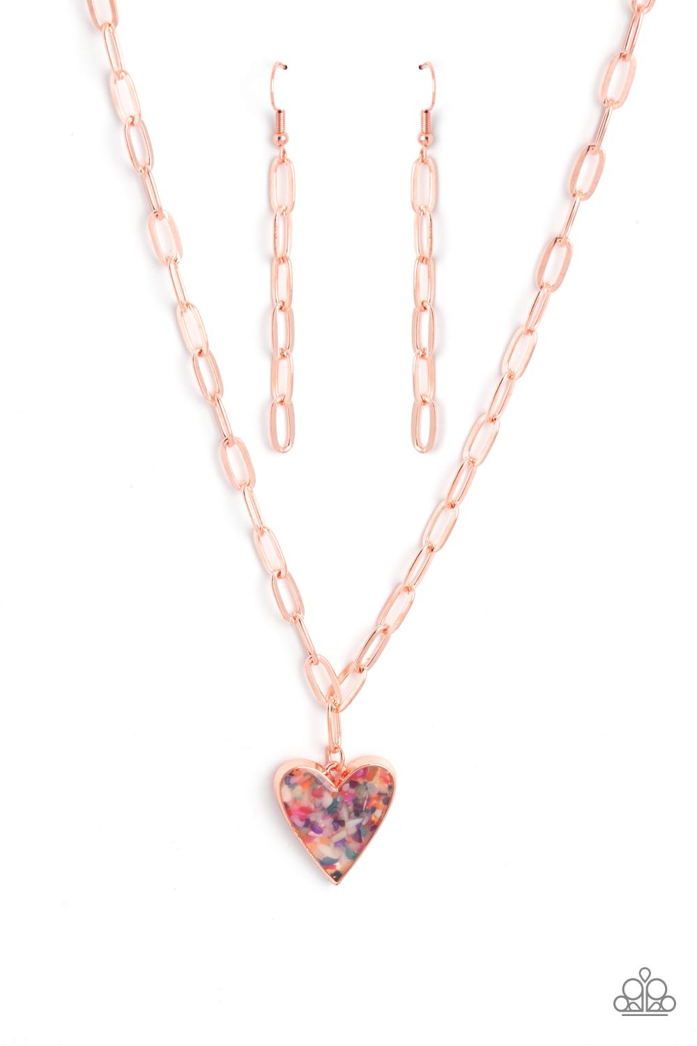 Kiss and SHELL Copper Heart Necklace - Paparazzi Accessories- lightbox - CarasShop.com - Paparazzi Jewelry by Cara Jewels