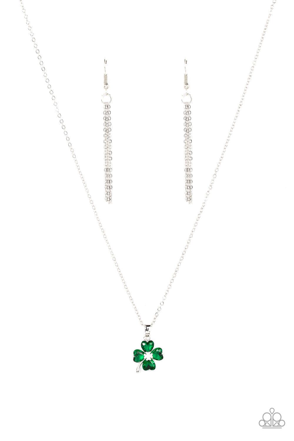 Kiss Me, I'm Irish Green Shamrock Necklace - Paparazzi Accessories- lightbox - CarasShop.com - Paparazzi Jewelry by Cara Jewels