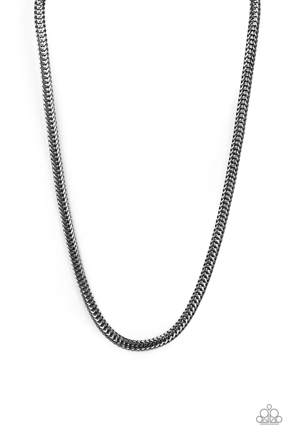 Knockout King Men's Gunmetal Black Necklace - Paparazzi Accessories- lightbox - CarasShop.com - Paparazzi Jewelry by Cara Jewels