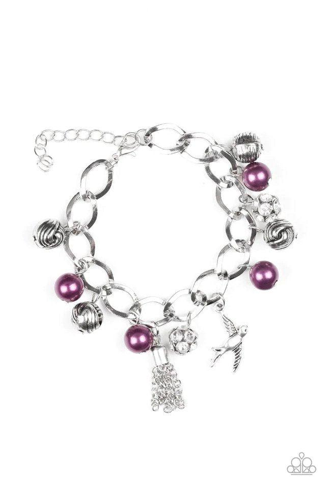 Lady Love Dove Purple Charm Bracelet - Paparazzi Accessories- lightbox - CarasShop.com - Paparazzi Jewelry by Cara Jewels
