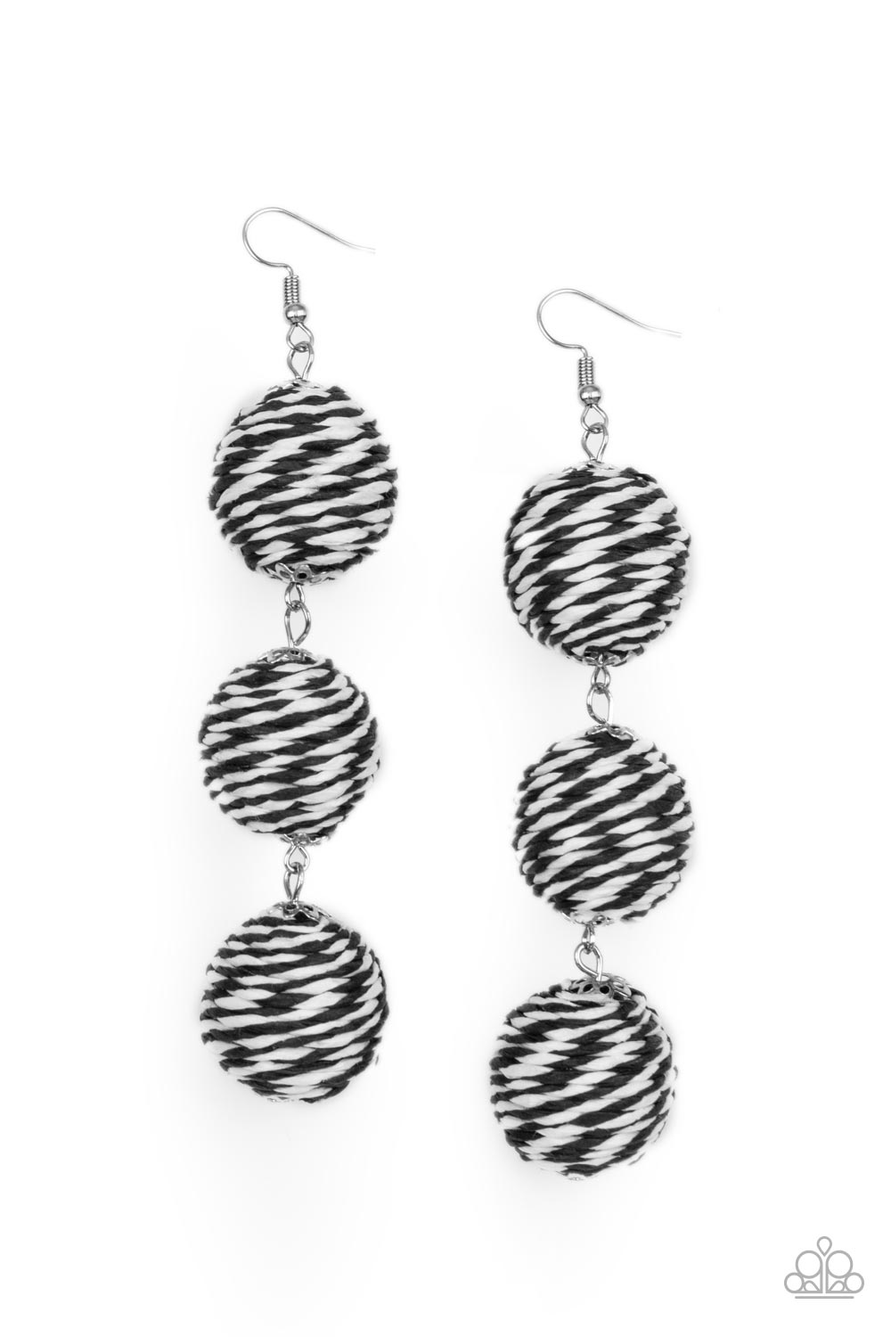 Laguna Lanterns Black & White Earrings - Paparazzi Accessories- lightbox - CarasShop.com - Paparazzi Jewelry by Cara Jewels