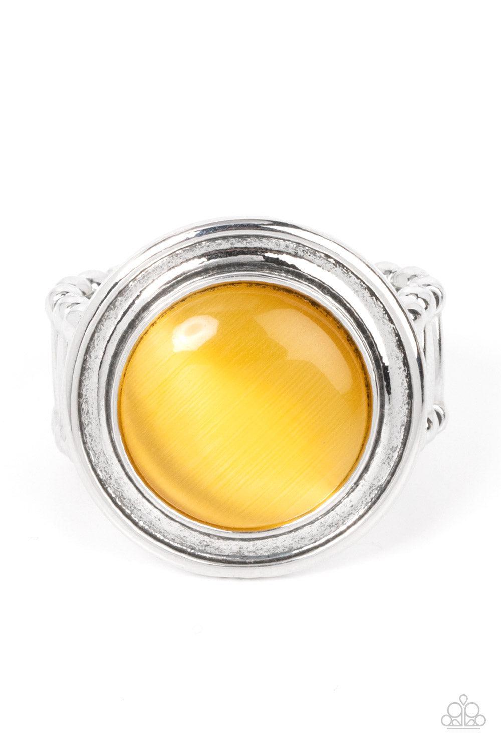 Laguna Luminosity Yellow Cat's Eye Stone Ring - Paparazzi Accessories- lightbox - CarasShop.com - Paparazzi Jewelry by Cara Jewels