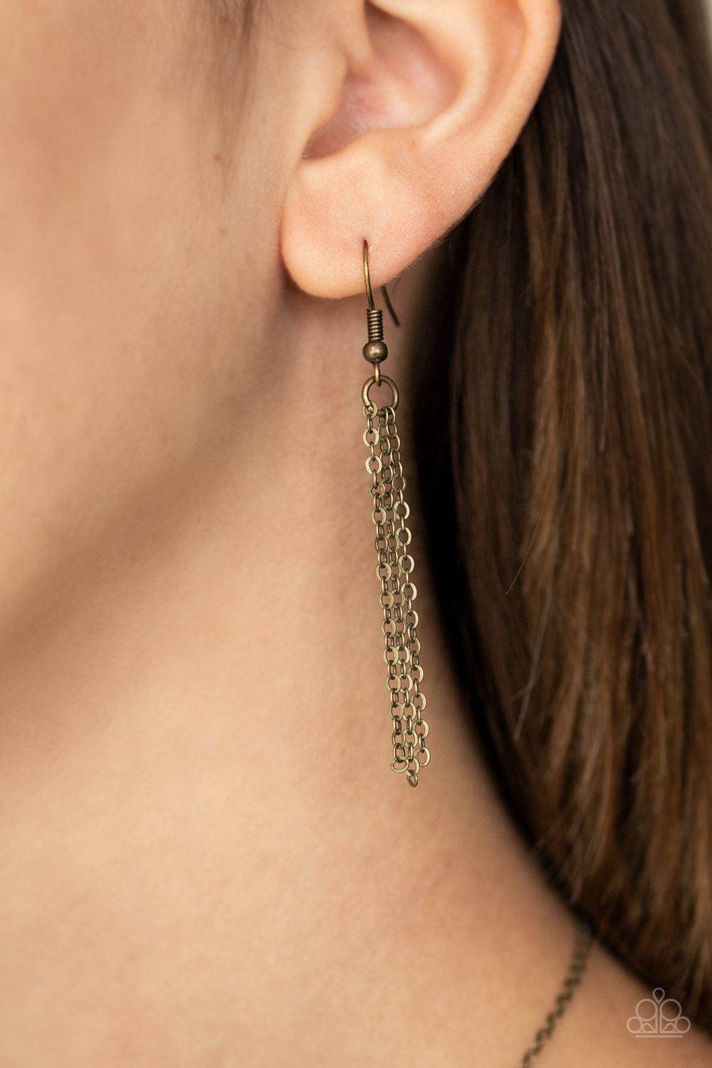 Land Of The Free Brass Necklace - Paparazzi Accessories - free matching earrings -CarasShop.com - Paparazzi Jewelry by Cara Jewels