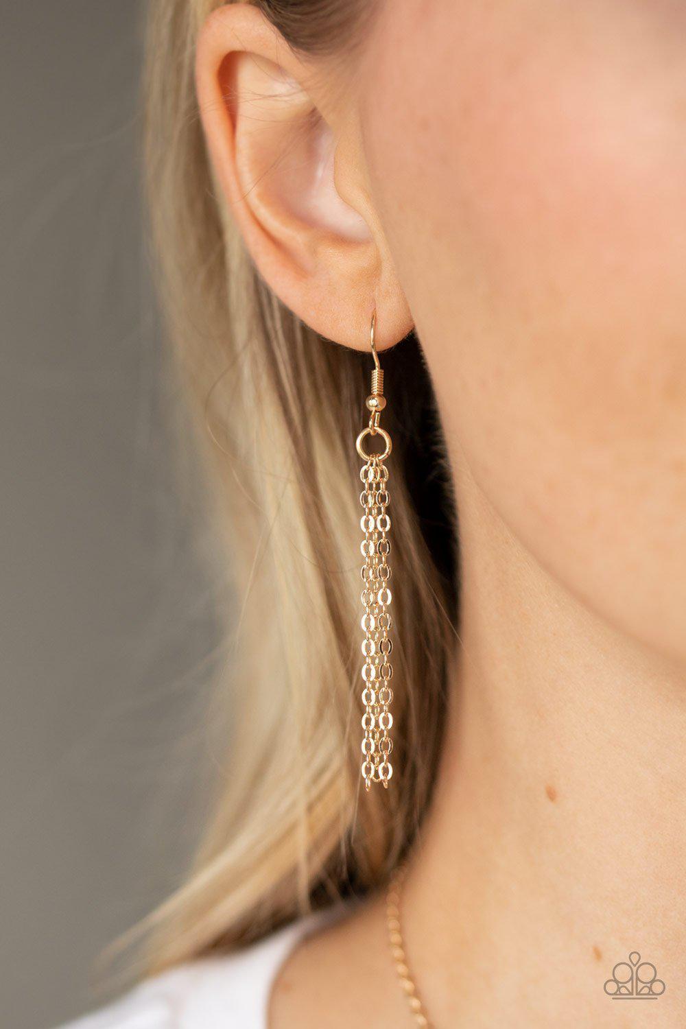 Land Of The Free Gold Inspirational Necklace - Paparazzi Accessories - free matching earrings -CarasShop.com - Paparazzi Jewelry by Cara Jewels