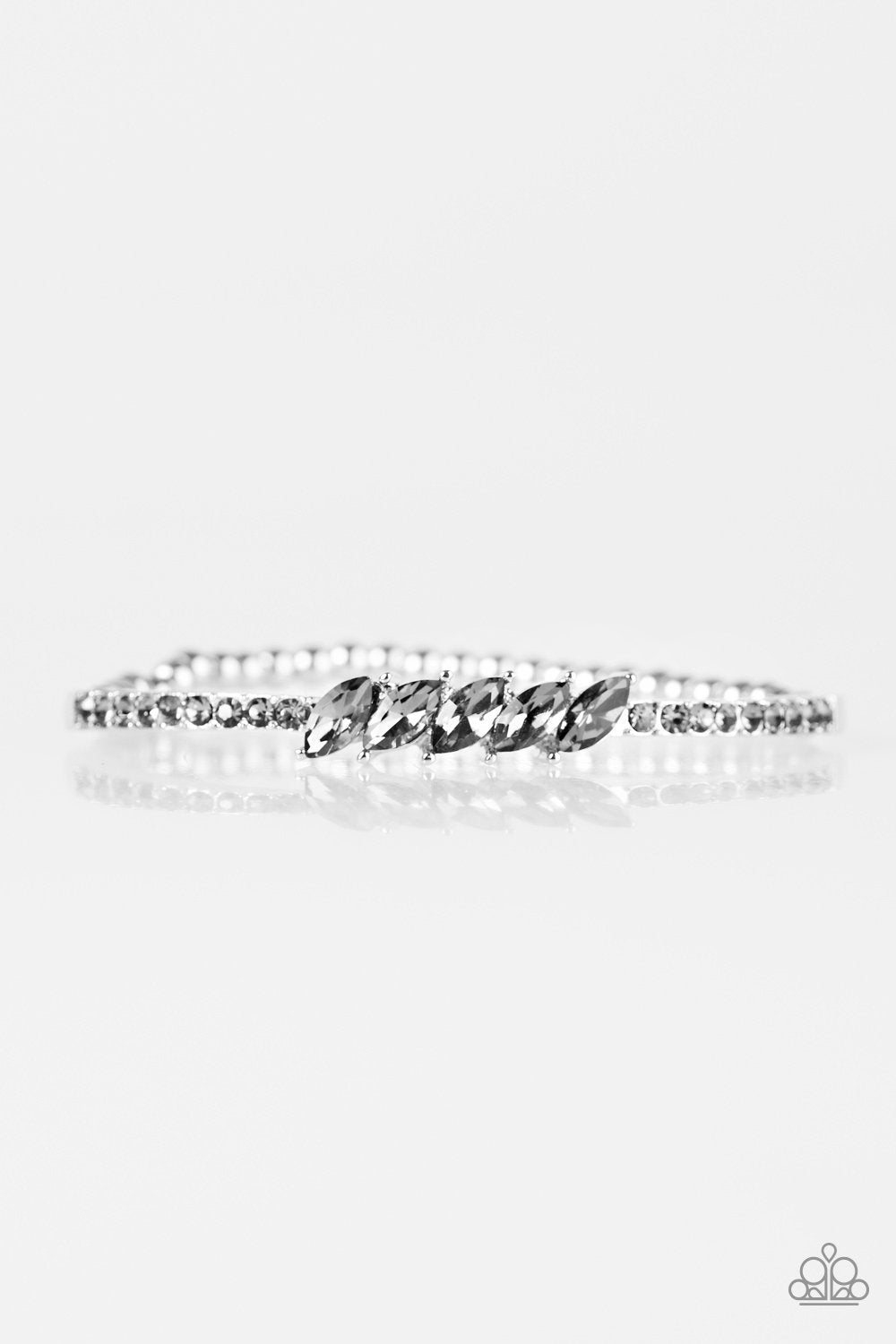 Lap of Luxury Silver Gem Stretch Bracelet - Paparazzi Accessories- on model - CarasShop.com - Paparazzi Jewelry by Cara Jewels