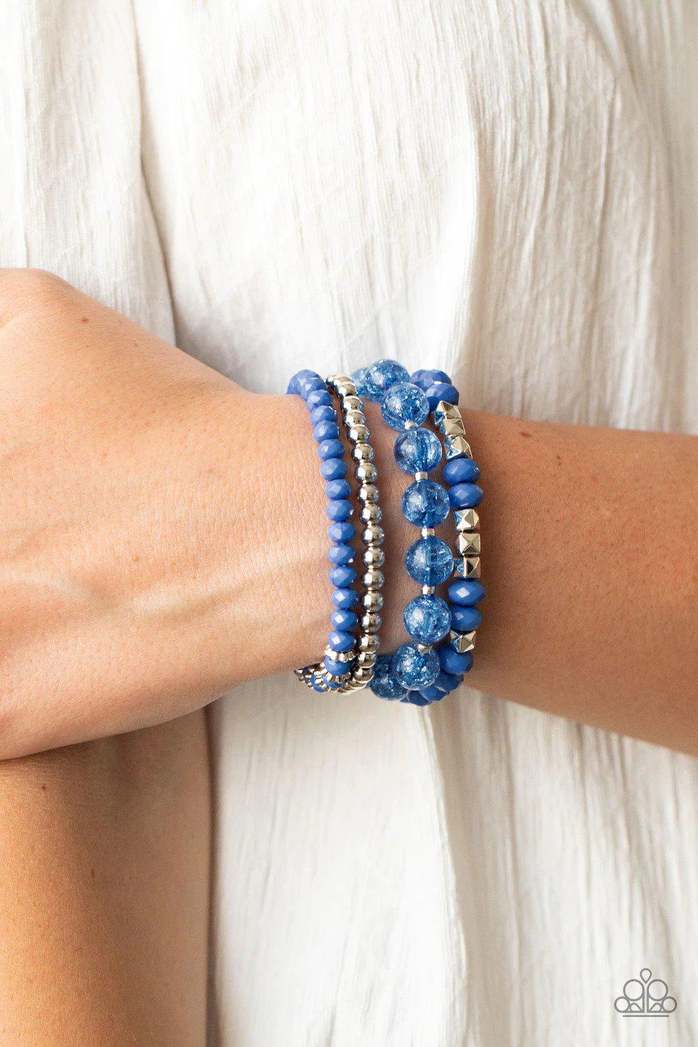 Layered Luster Blue Bracelet - Paparazzi Accessories- on model - CarasShop.com - Paparazzi Jewelry by Cara Jewels