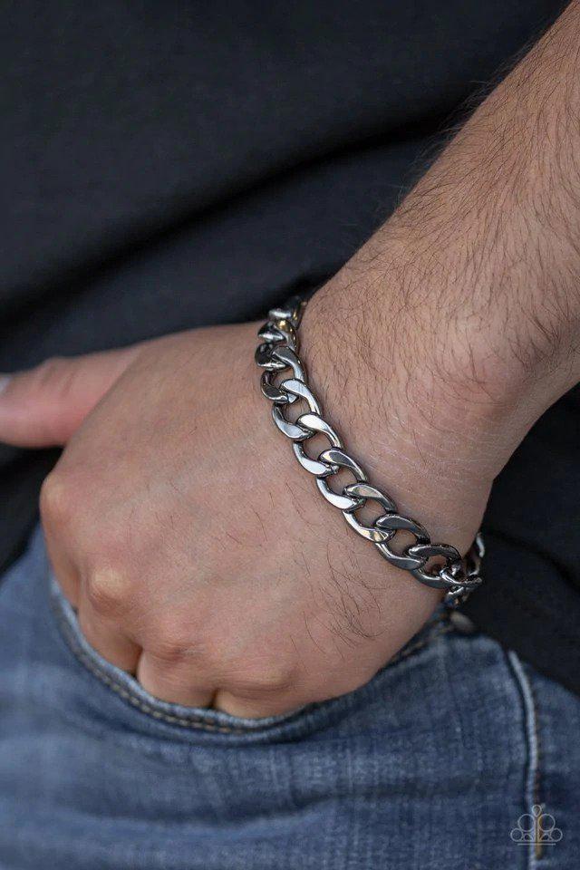 Leader Board Black Bracelet - Paparazzi Accessories- on model - CarasShop.com - Paparazzi Jewelry by Cara Jewels
