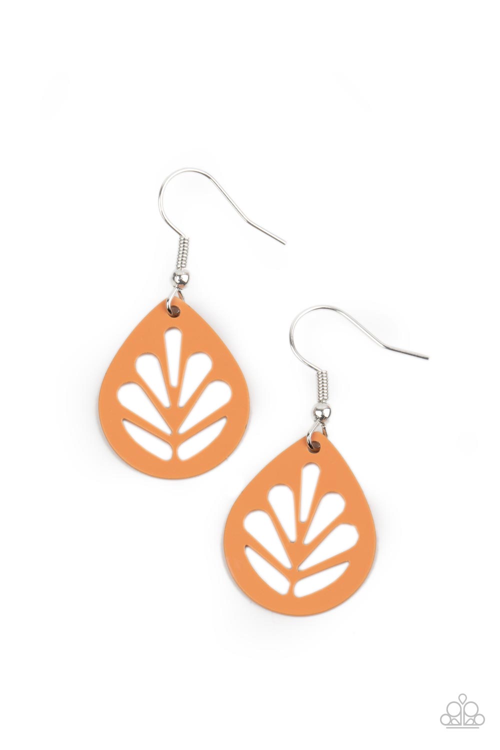 LEAF Yourself Wide Open Orange Leaf Earrings - Paparazzi Accessories- lightbox - CarasShop.com - Paparazzi Jewelry by Cara Jewels