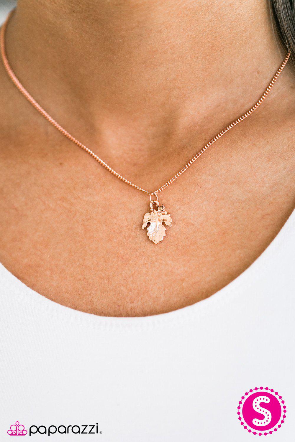 LEAFing Home Copper Leaf Necklace - Paparazzi Accessories- lightbox - CarasShop.com - Paparazzi Jewelry by Cara Jewels