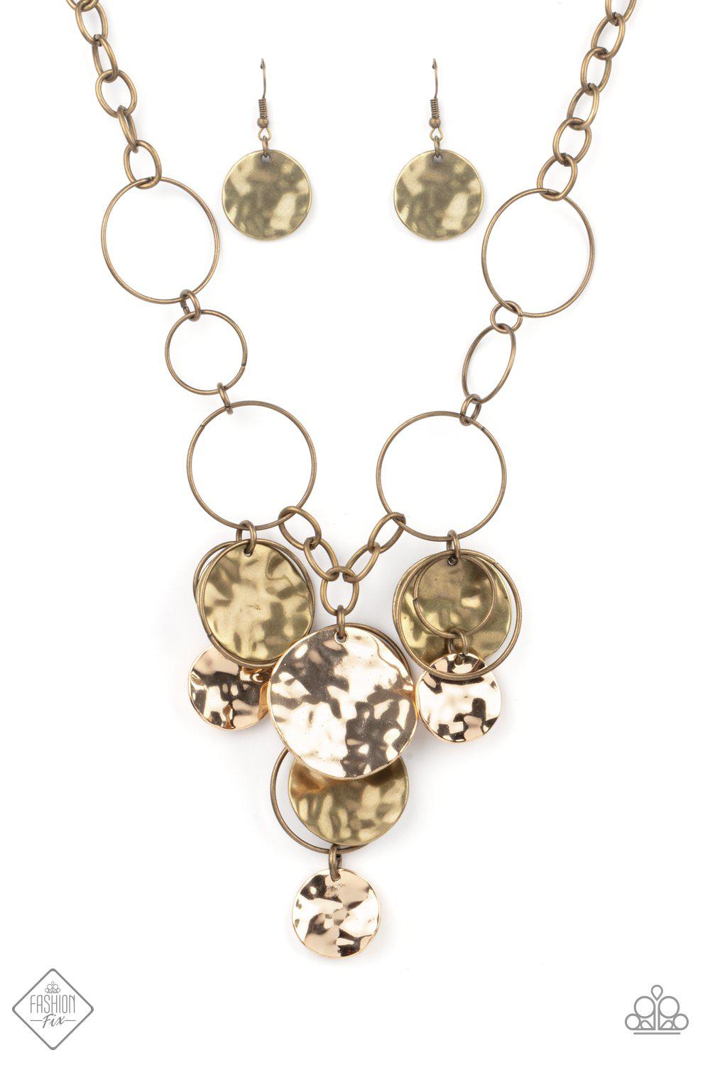 Learn The HARDWARE Way Brass Necklace - Paparazzi Accessories- lightbox - CarasShop.com - Paparazzi Jewelry by Cara Jewels
