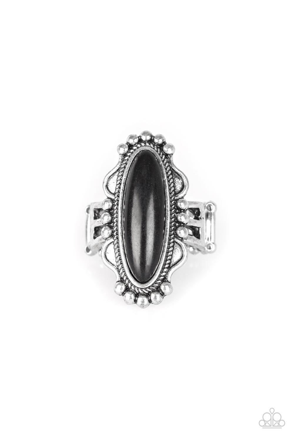 Leave No Trace Black Stone Ring - Paparazzi Accessories- lightbox - CarasShop.com - Paparazzi Jewelry by Cara Jewels