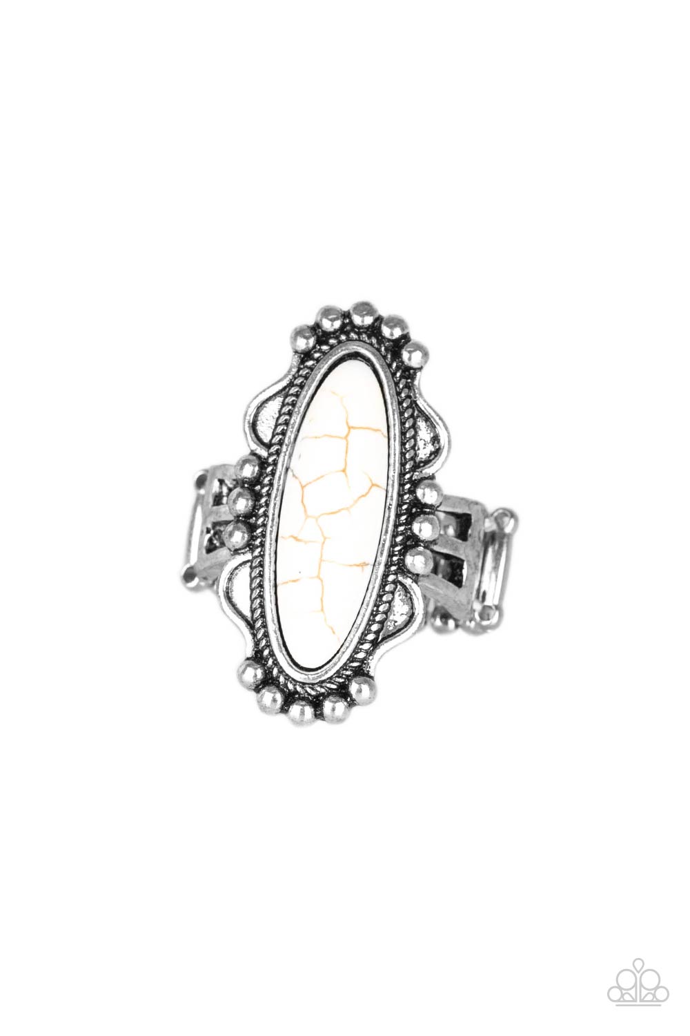 Leave No Trace White Stone Ring - Paparazzi Accessories- lightbox - CarasShop.com - Paparazzi Jewelry by Cara Jewels