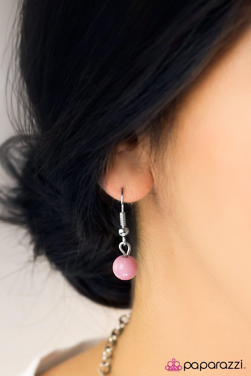 Let Me Introduce Myself Pink Necklace - Paparazzi Accessories- on model - CarasShop.com - Paparazzi Jewelry by Cara Jewels