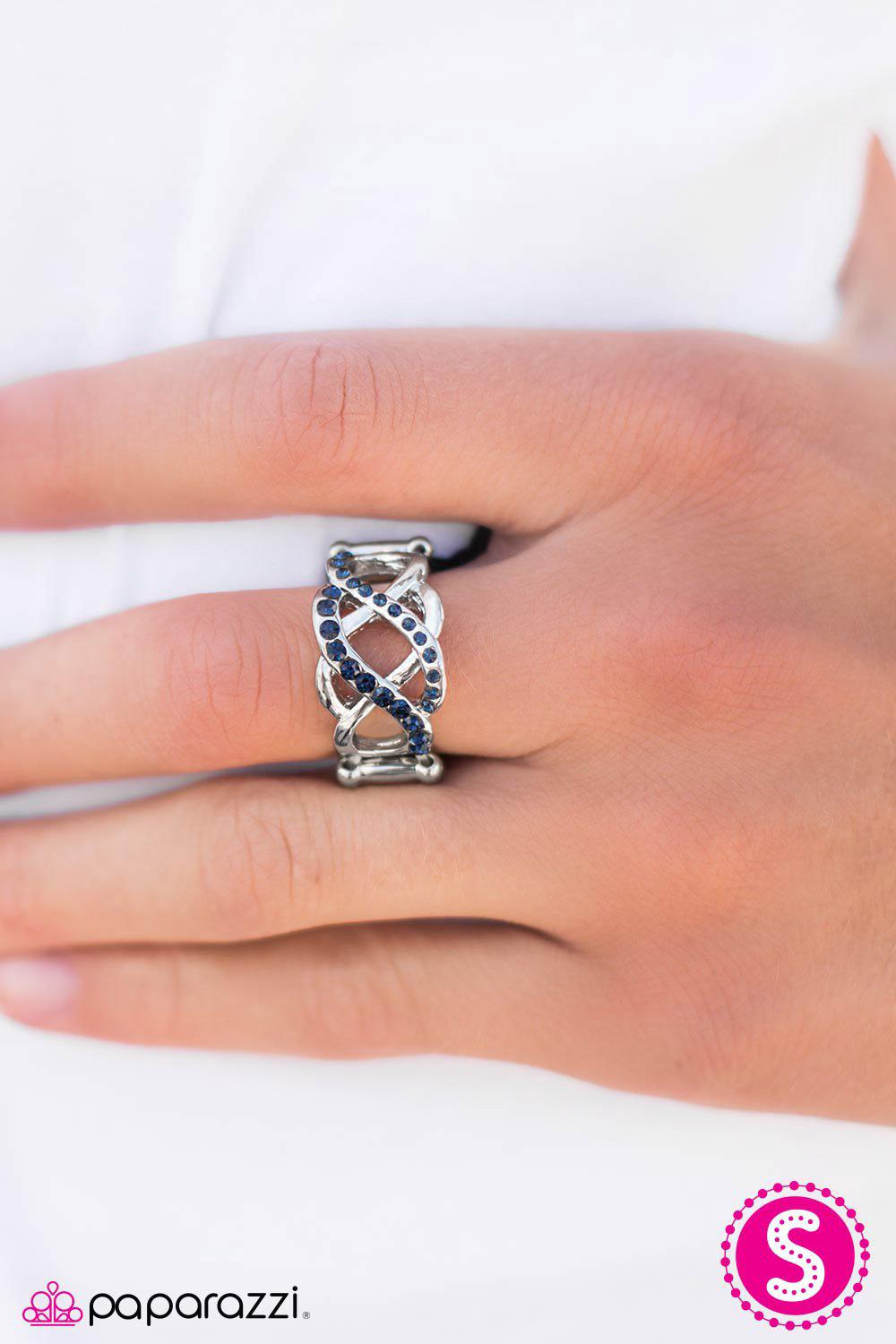 Let Me Treasure You Silver and Blue Ring - Paparazzi Accessories- lightbox - CarasShop.com - Paparazzi Jewelry by Cara Jewels