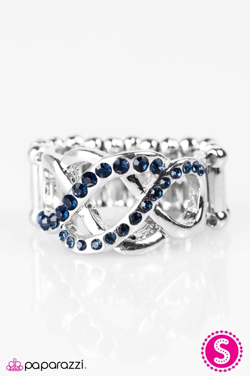Let Me Treasure You Silver and Blue Ring - Paparazzi Accessories- on model - CarasShop.com - Paparazzi Jewelry by Cara Jewels