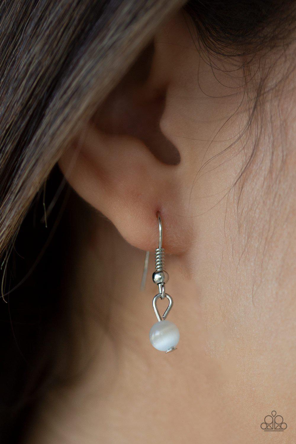 Let STEM Talk Silver and White Moonstone Leaf Necklace - Paparazzi Accessories- free earrings - CarasShop.com - Paparazzi Jewelry by Cara Jewels