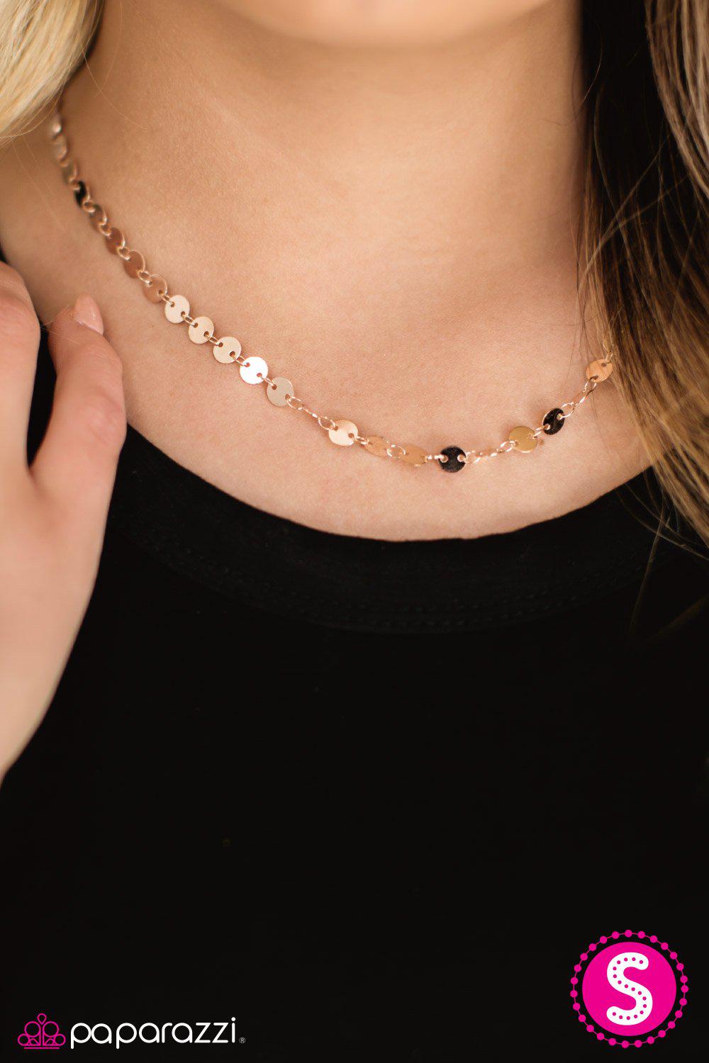 Let There Be Spotlight Gold Necklace - Paparazzi Accessories- on model - CarasShop.com - Paparazzi Jewelry by Cara Jewels