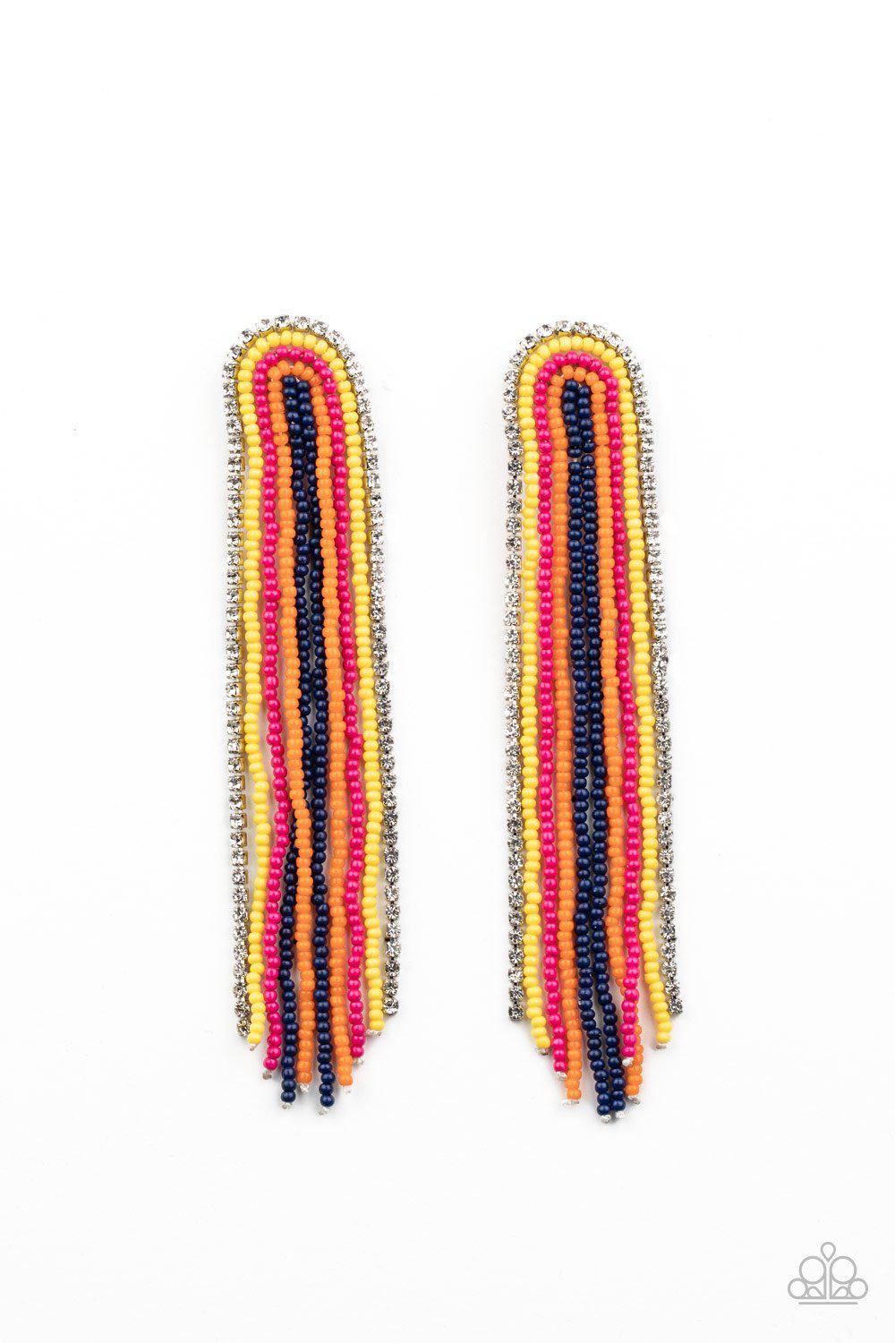 Let There BEAD Light Multicolor Seed Bead and Rhinestone Earrings - Paparazzi Accessories- lightbox - CarasShop.com - Paparazzi Jewelry by Cara Jewels