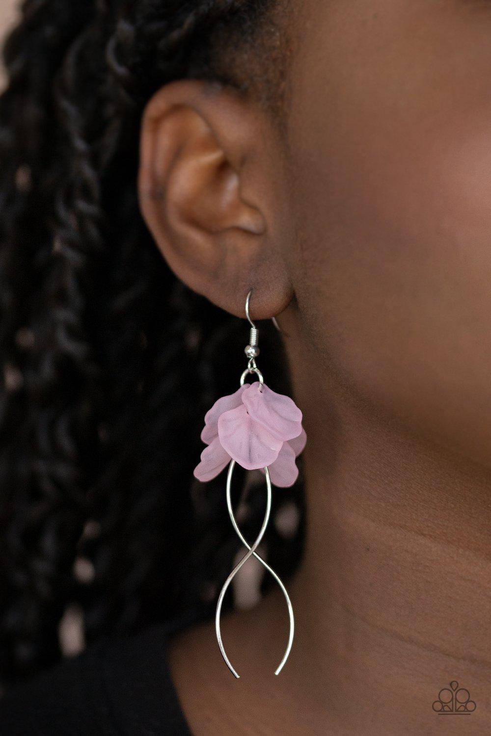 Let's Keep it ETHEREAL Pink Acrylic Flower Petal Earrings - Paparazzi Accessories- lightbox - CarasShop.com - Paparazzi Jewelry by Cara Jewels