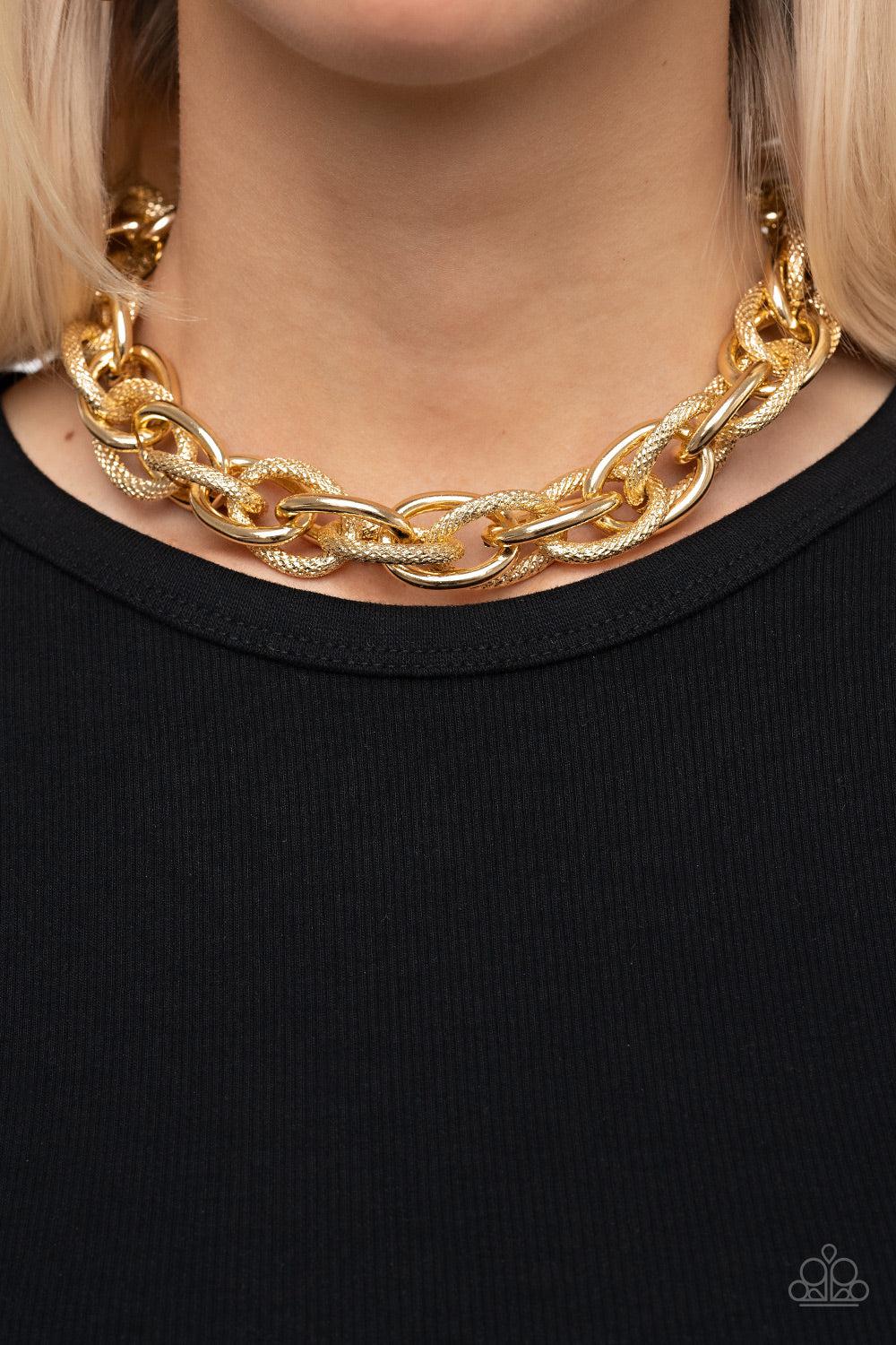License to Chill Gold Chain Necklace - Paparazzi Accessories- on model - CarasShop.com - Paparazzi Jewelry by Cara Jewels
