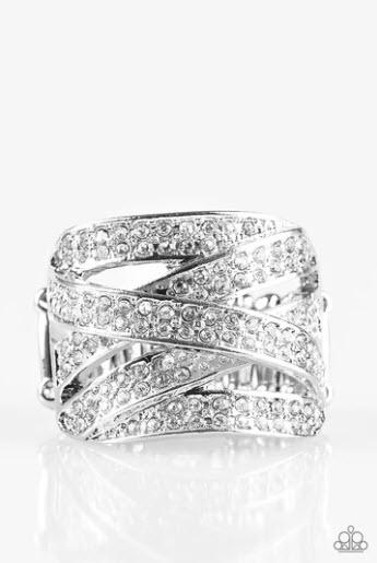 Life In The Glitter Lane White Rhinestone Ring - Paparazzi Accessories- lightbox - CarasShop.com - Paparazzi Jewelry by Cara Jewels