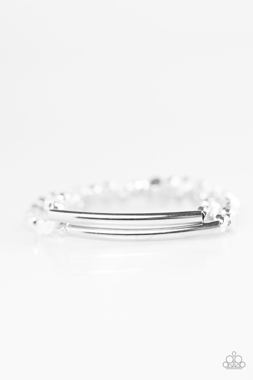 Life Is A GLEAM Silver Stretch Bracelet Set - Paparazzi Accessories- on model - CarasShop.com - Paparazzi Jewelry by Cara Jewels