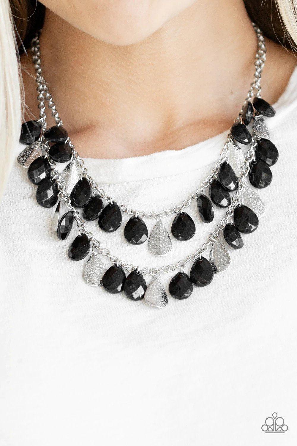 Life of The FIESTA Black Necklace - Paparazzi Accessories- on model - CarasShop.com - Paparazzi Jewelry by Cara Jewels