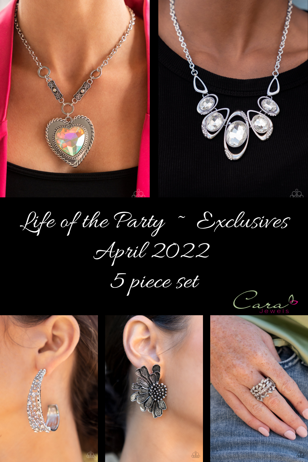 Life of the Party Exclusives April 2022 - 5 piece set - Paparazzi Accessories- Complete Look - CarasShop.com - Paparazzi Jewelry by Cara Jewels
